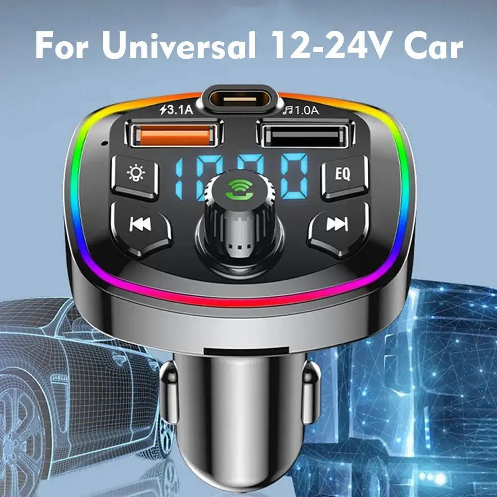 Car Hands-Free Bluetooth-compaitable 5.0 FM Transmitter