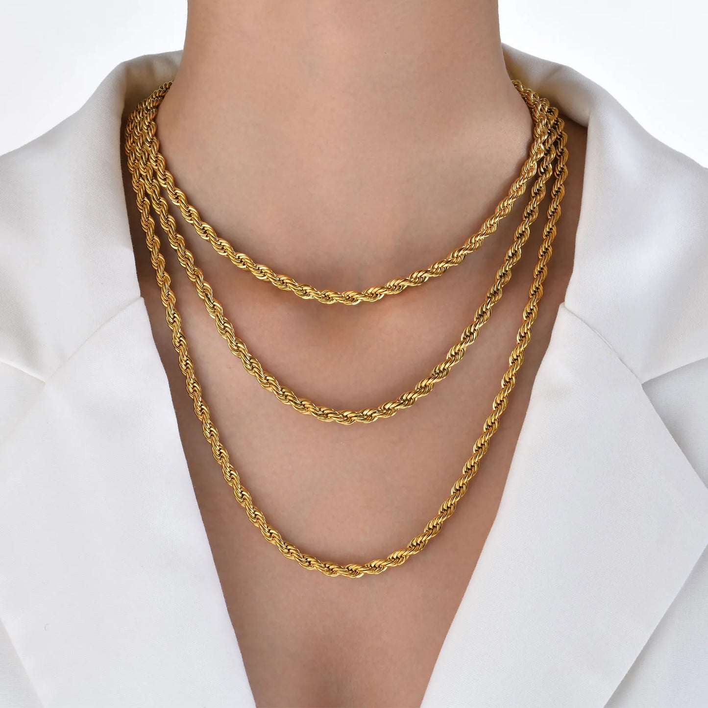 Gold Color Rope Chain Necklaces for Women Men,Chic Twisted Collar