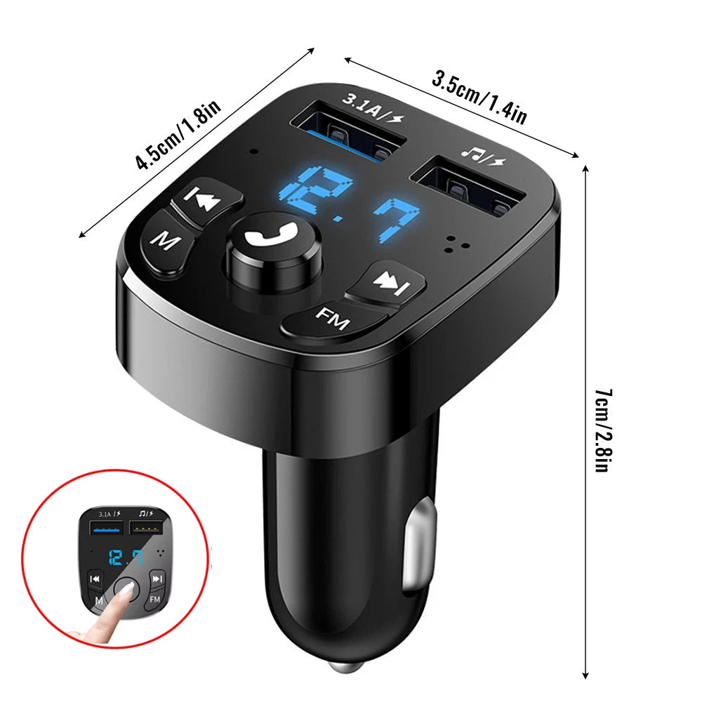 Car Fm Transmitter Bluetooth 5.0 Aux Handsfree Wireless Car Kit