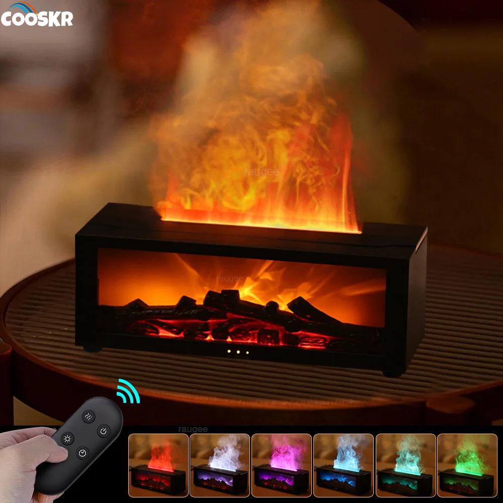 Essential Oils Humidifiers Home Aroma Flame Automatic Fragrance Diffuser With LED Light Remote Control