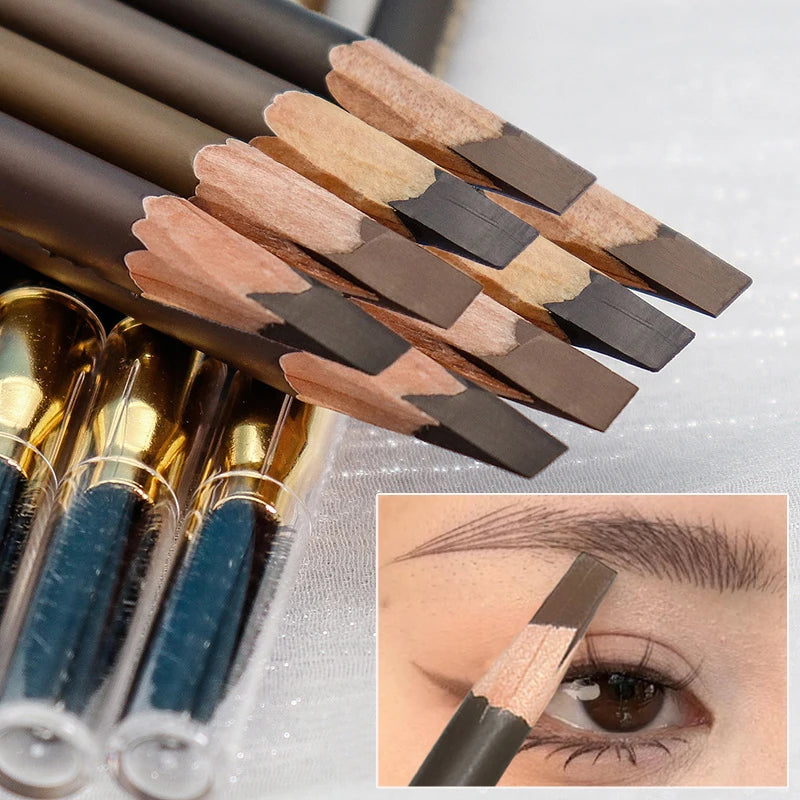 Double Head Eyebrow Pen with Brush Waterproof Colour Rendering