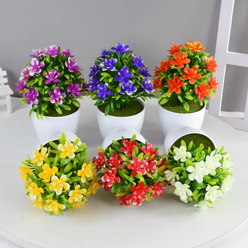 1pc Artificial Potted Plant Small Bonsai Flowers Pot