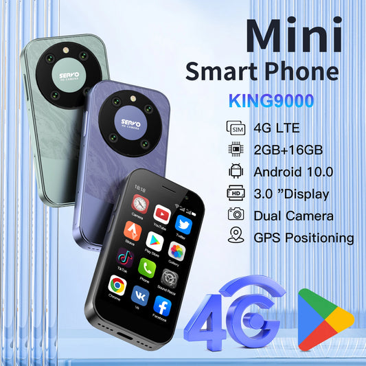 SERVO KING 9000 3.0" HD Display Small Smartphone Android 10.0 Network 4G