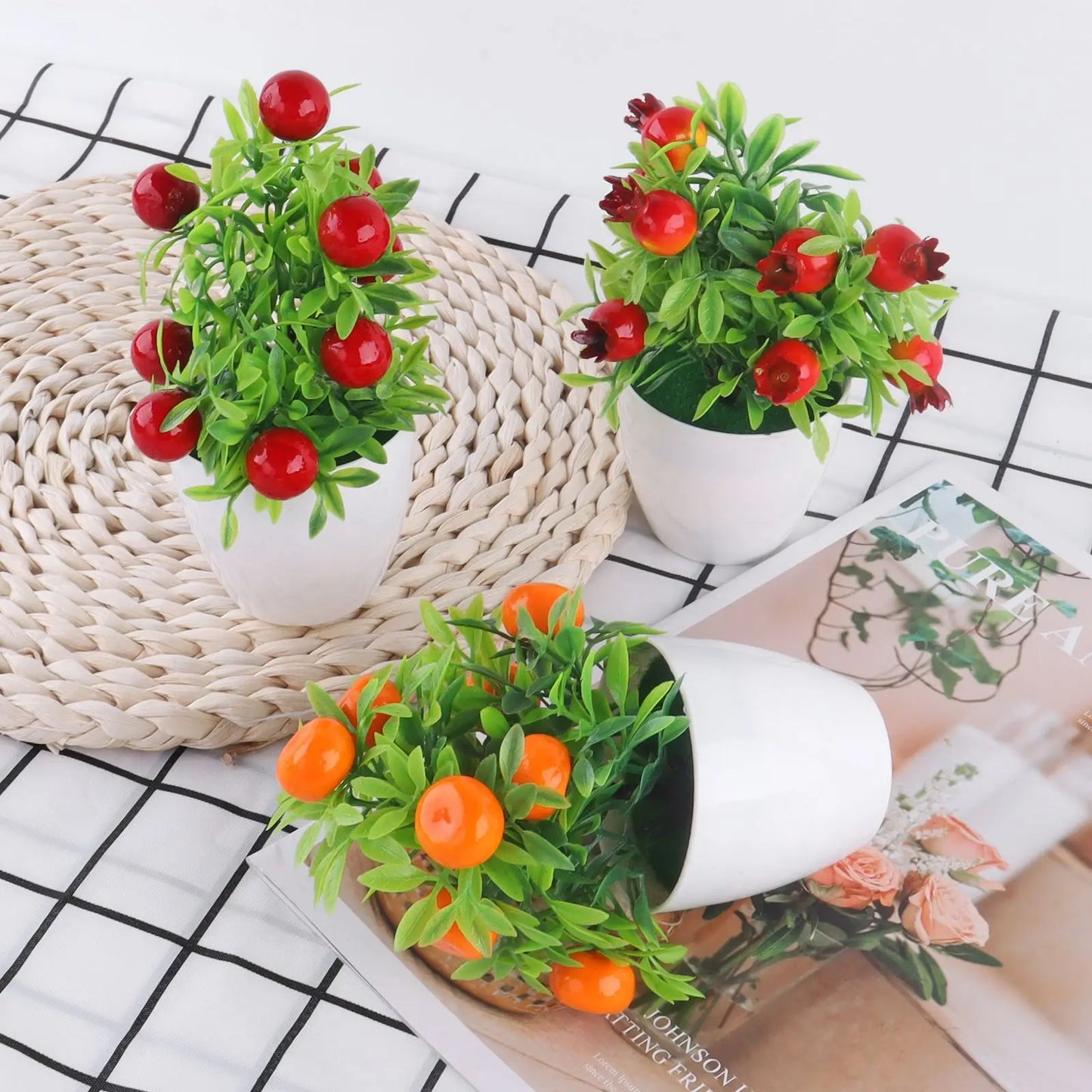 Artificial Plant Bonsai Orange Pomegranate Fruit Tree