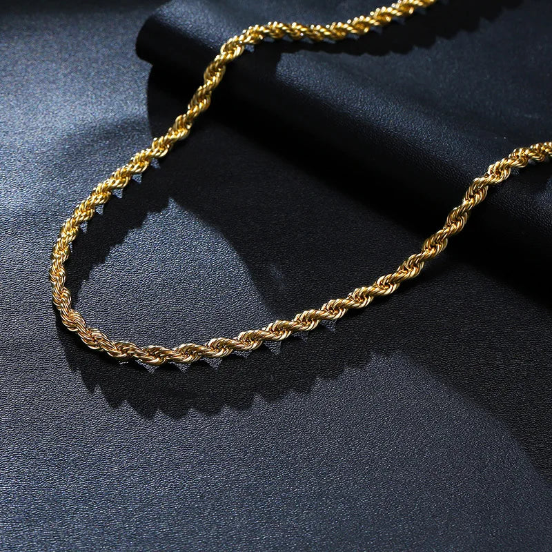 Gold Color Rope Chain Necklaces for Women Men,Chic Twisted Collar