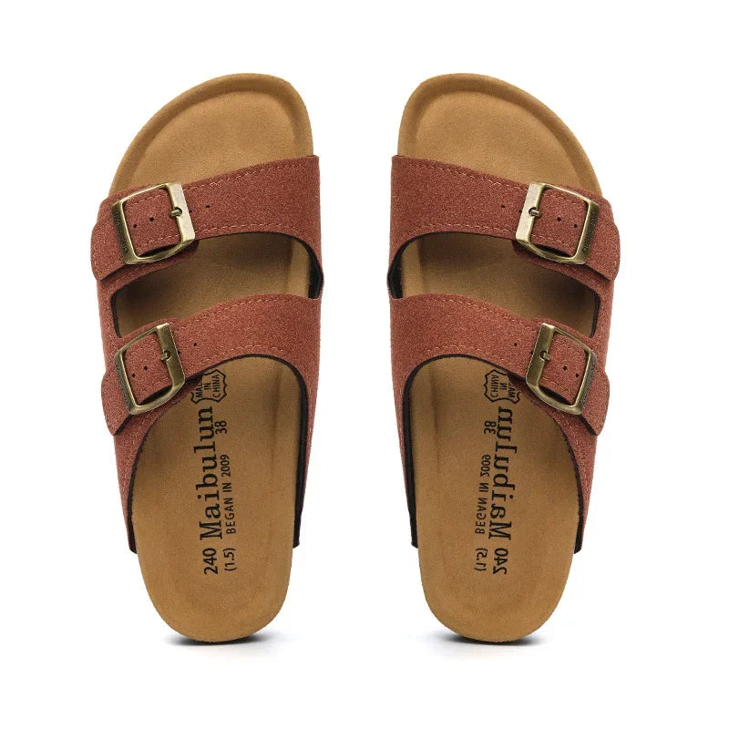 Fashion Women Cork Slipper Suede Leather Mule Clogs