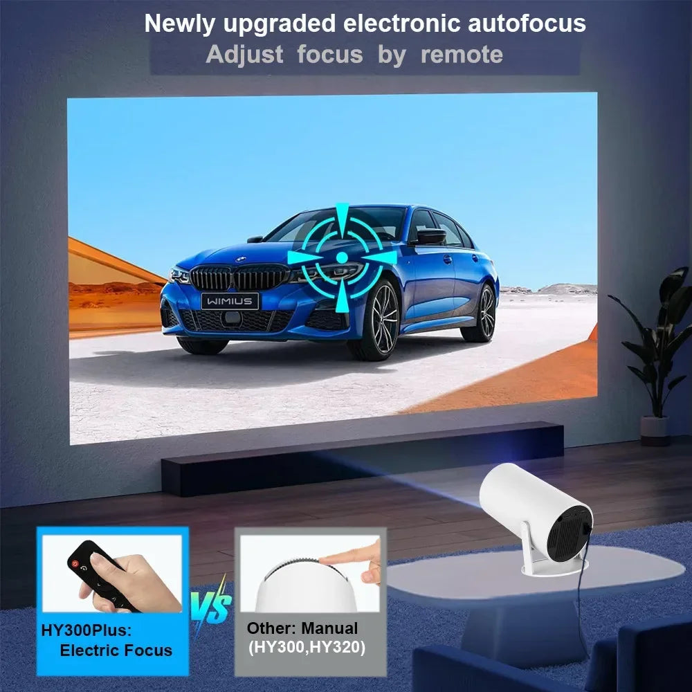 HY300 Plus Projector Android 4K 1280*720P Dual Wifi 300ANSI Video Cinema