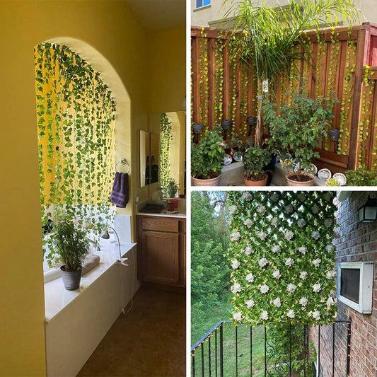 12PC Green Artificial Lvy Leaf Garland Plant Foliage Home Decor