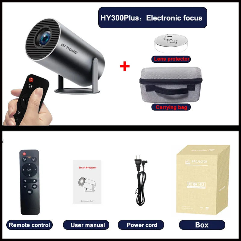 HY300 Plus Projector Android 4K 1280*720P Dual Wifi 300ANSI Video Cinema