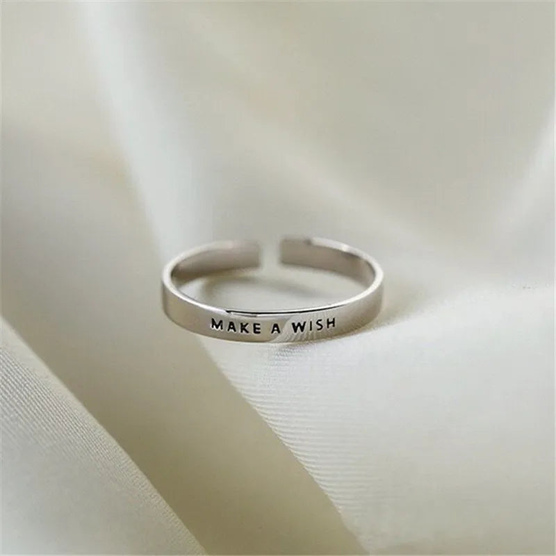 925 Sterling Silver Make A WISH Adjustable Rings For Women Wedding Luxury Quality Jewelry