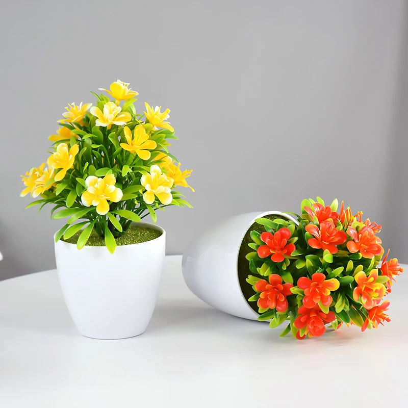1pc Artificial Potted Plant Small Bonsai Flowers Pot
