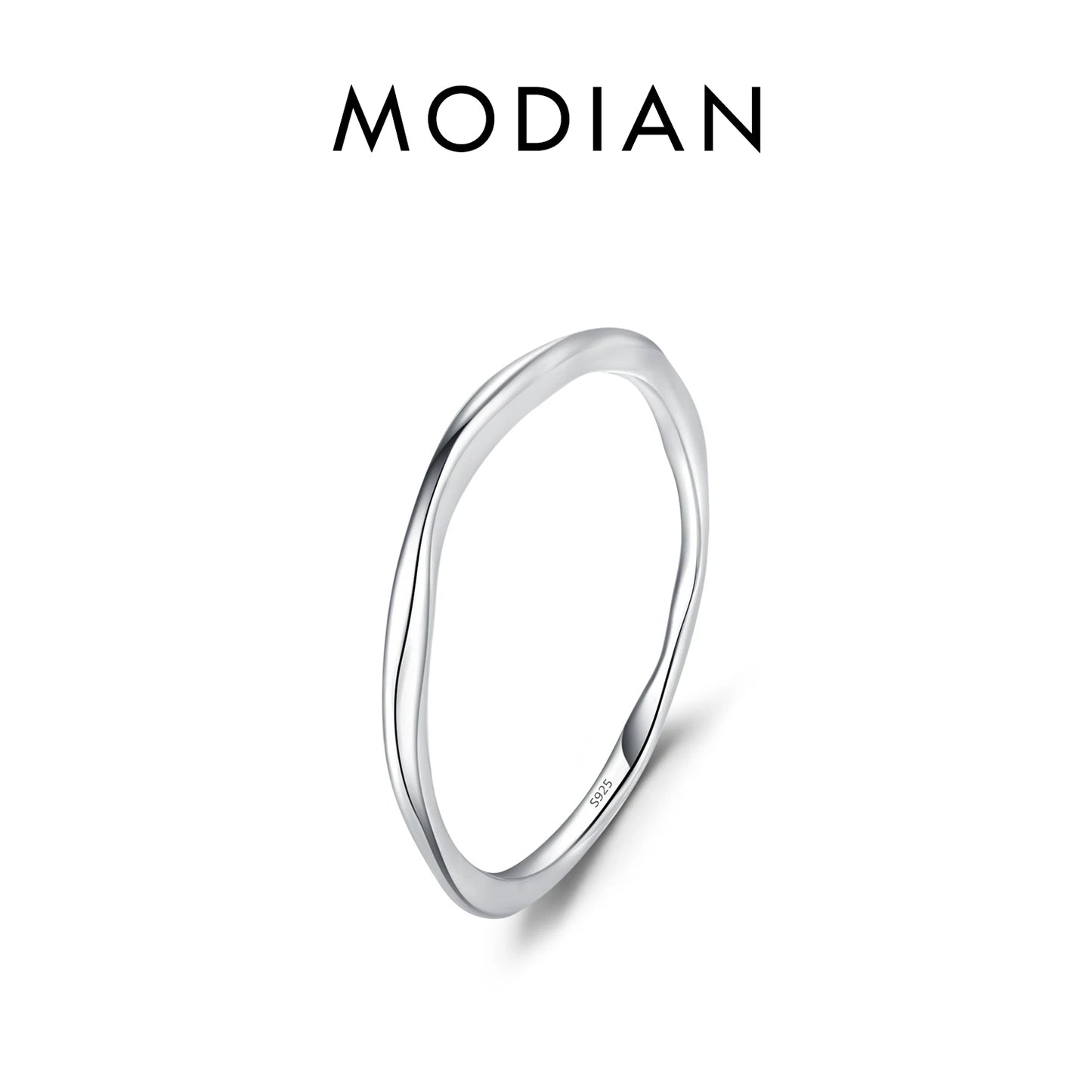 925 Sterling Silver Simple Fashion Stackable Ring Classic Wave Geometric Exquisite Finger Rings