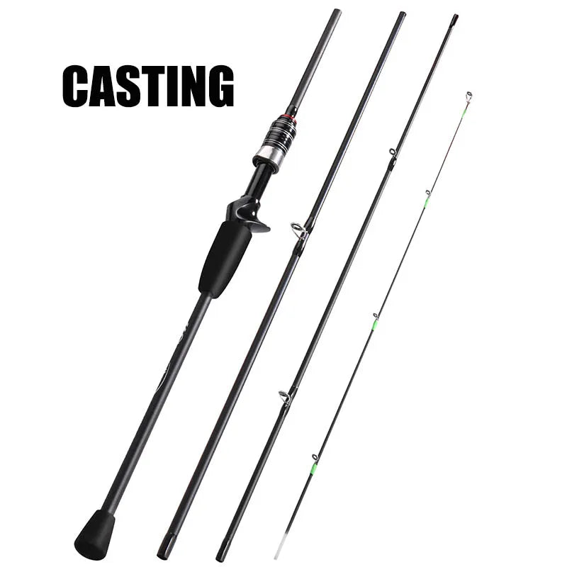 Casting Spinning Fishing Rod 1.8-2.1m UltraLight Carbon Fiber Rod 4 Section
