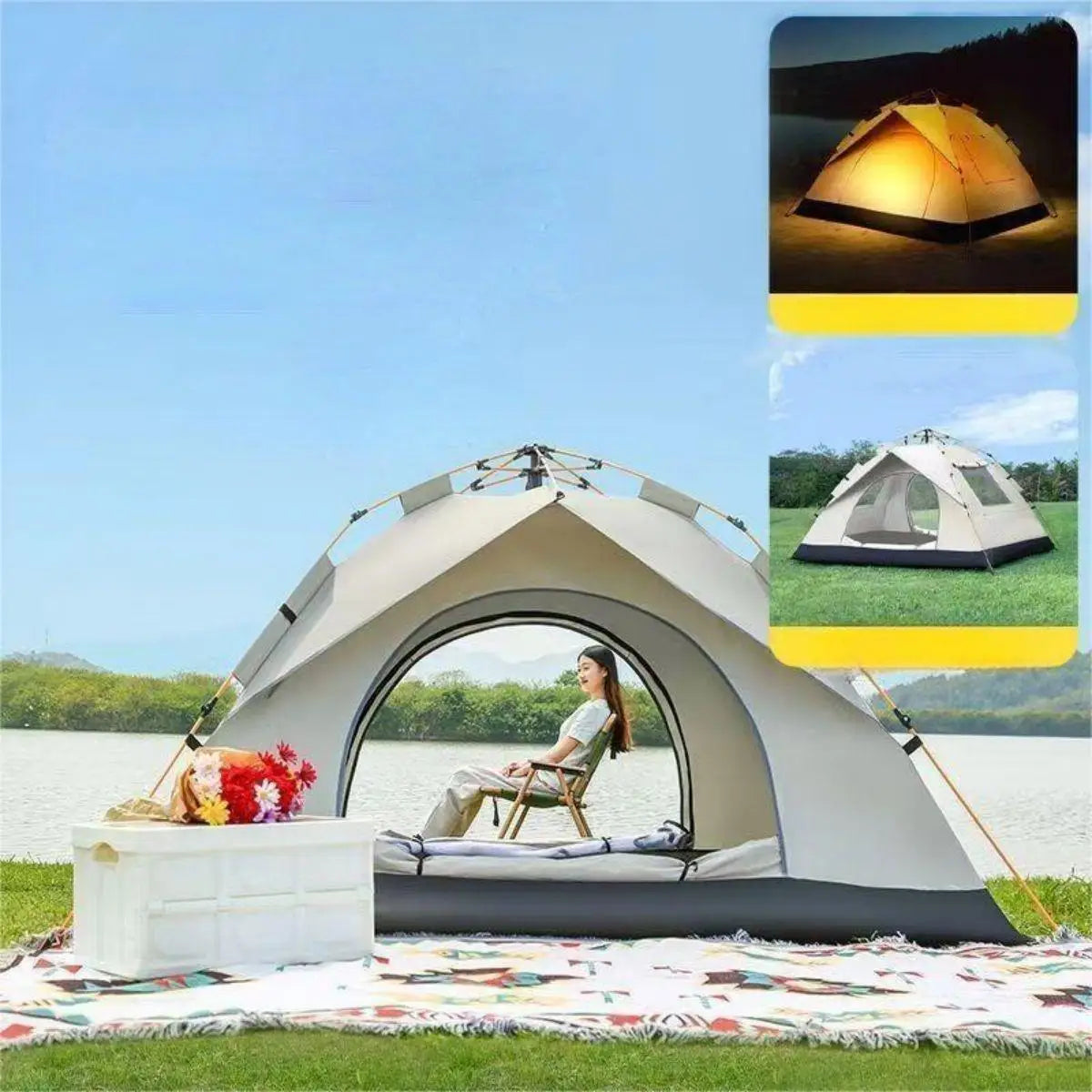Automatic Quick-opening Tent Outdoor Camping Tent  Rainproof Sunshine-proof Tent Two doors and two windows