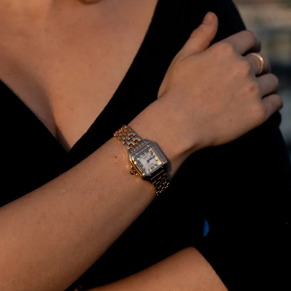 Women Square Watches Gold Alloy Strap
