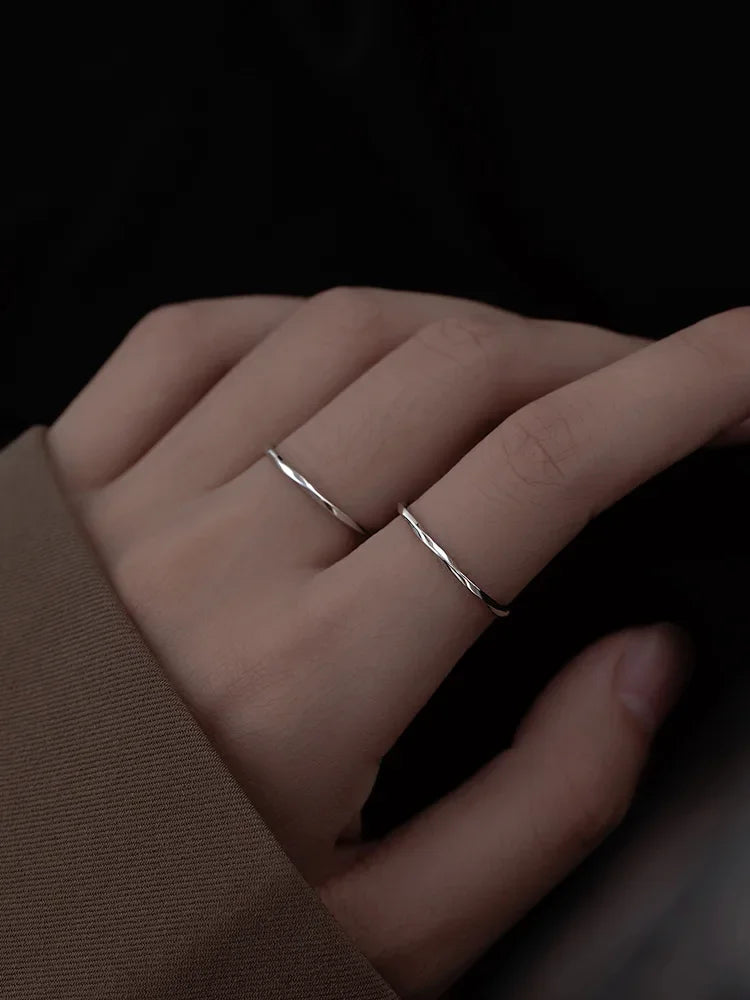 925 Sterling Silver Geometric bending Ring