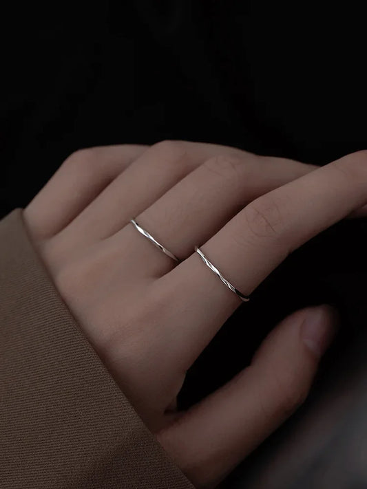 925 Sterling Silver Geometric bending Ring