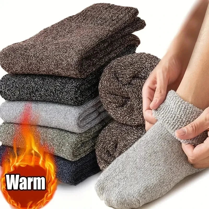 5 Pairs Autumn Winter Thicken Wool Socks Women