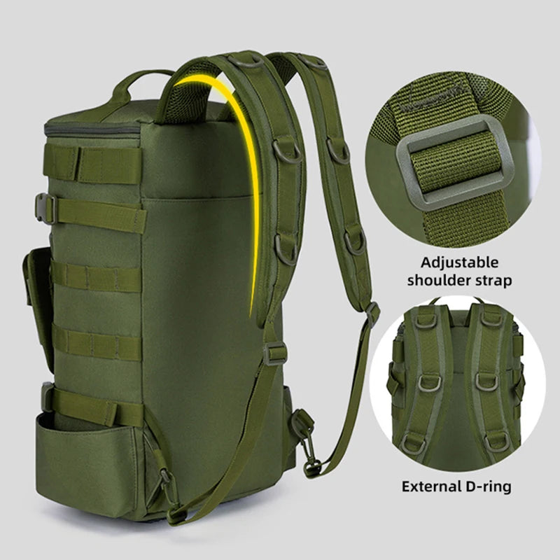 Tactical Fishing Backpack Tackle Bag with Rod Holders Fish Equipment Storage