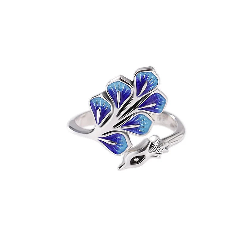 925 Sterling Silver Blue Peacock Wedding Rings For Women Engagement Wedding Fine Jewelry Jewellery