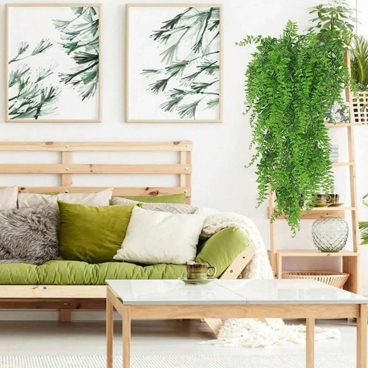 4pcs Persian Fern Leaves Artificial Plant Vine Home Garden Room Decor