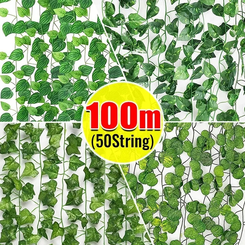 Artificial Green Leaves Ivy Vine Garland Creeper Rattan Fake Leaf Plants