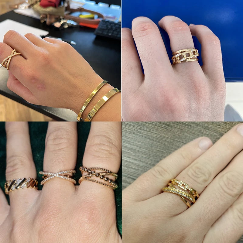 Fashion Gold Color Stainless Steel Rings For Women