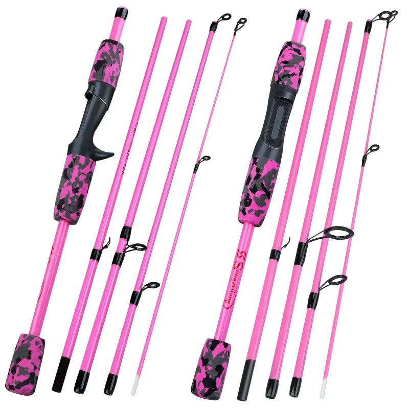 5 Section Spinning Casting Fishing Rod 1.7M Ultralight Weight Carbon Fiber Poles for Travel