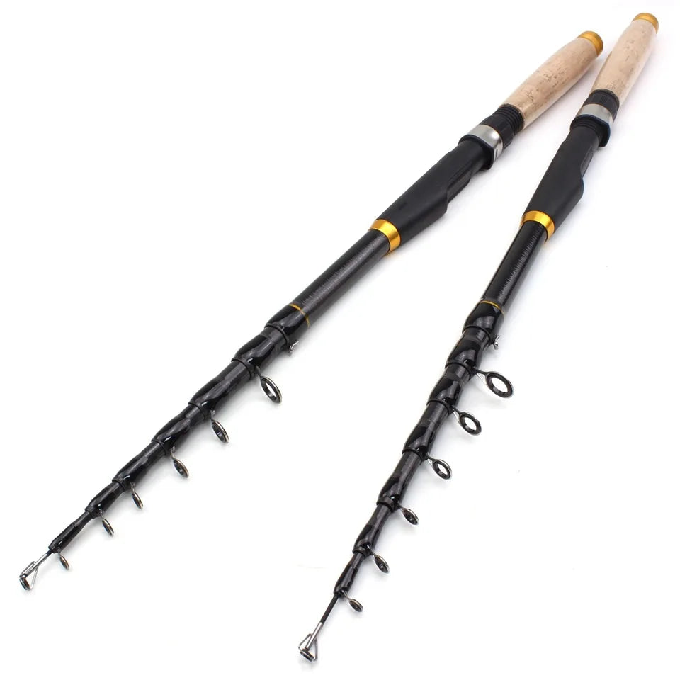 Carbon Fiber fishing rod Super short pocket Portable Spinning pole telescopic fishing rod