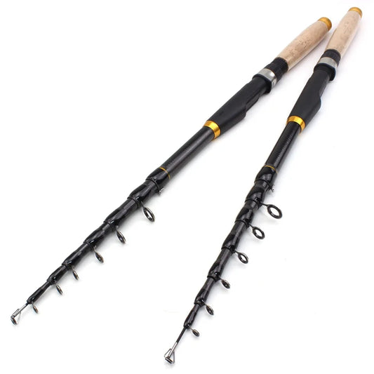 Carbon Fiber fishing rod Super short pocket Portable Spinning pole telescopic fishing rod